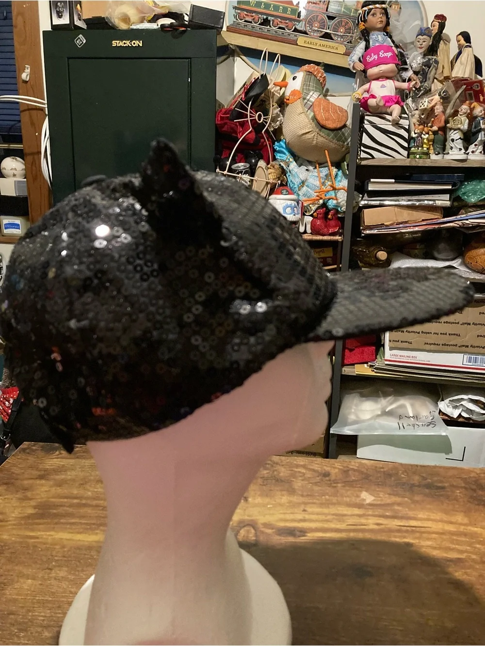 Justice black sequin baseball cap